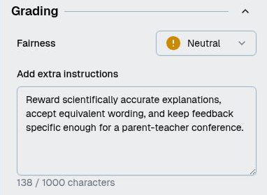 Set grading criteria