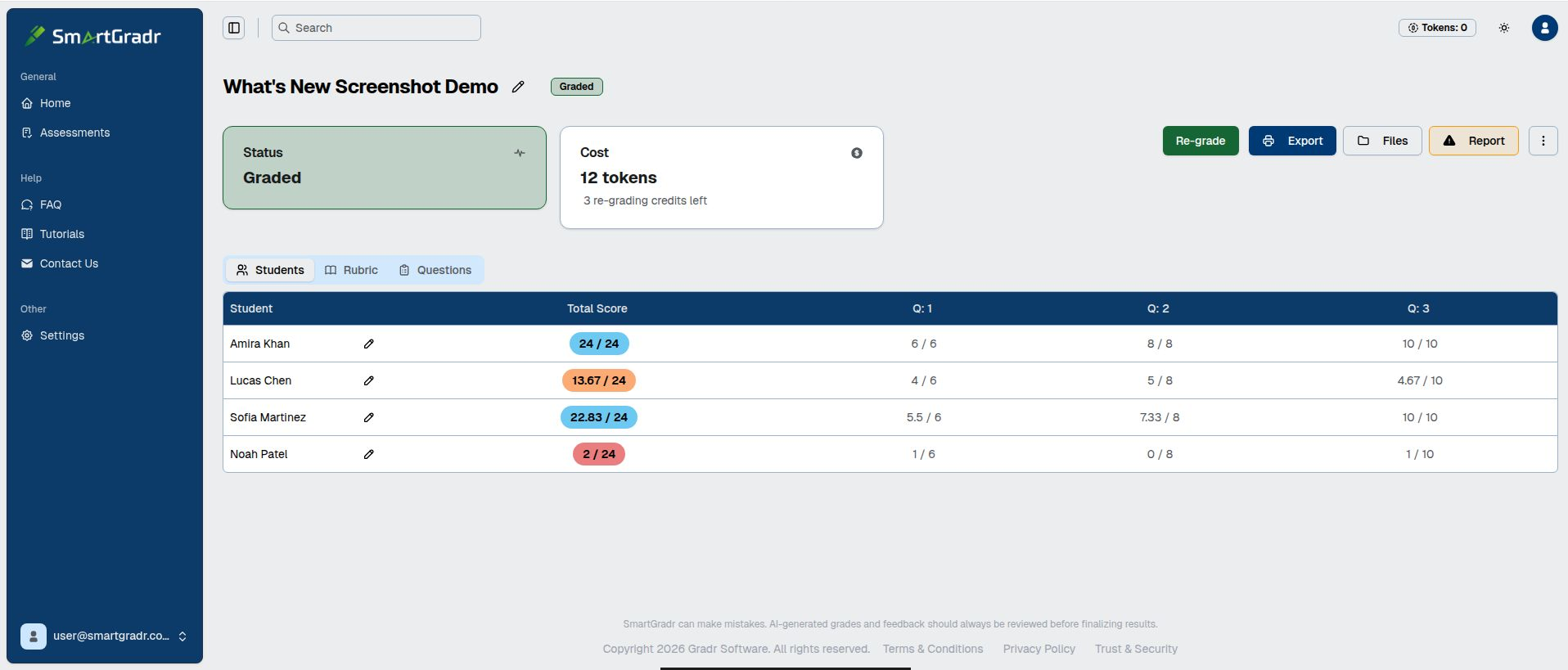 SmartGradr — all students' grades in one view