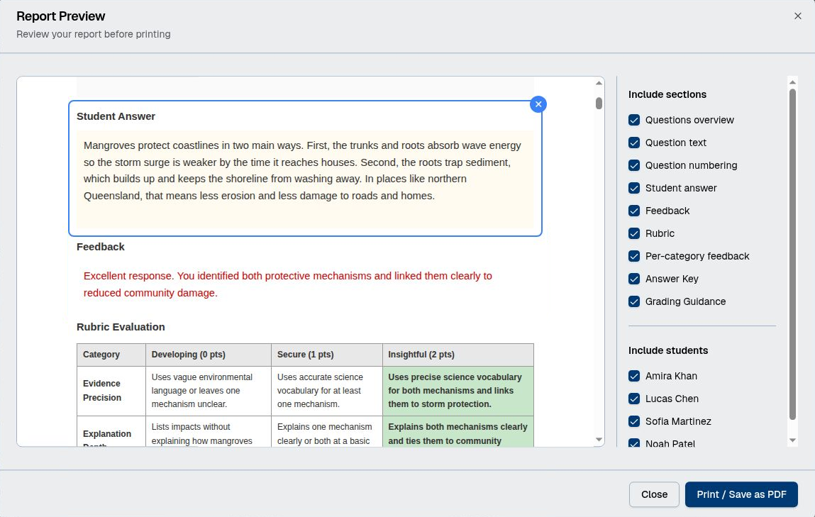 Review, edit and export